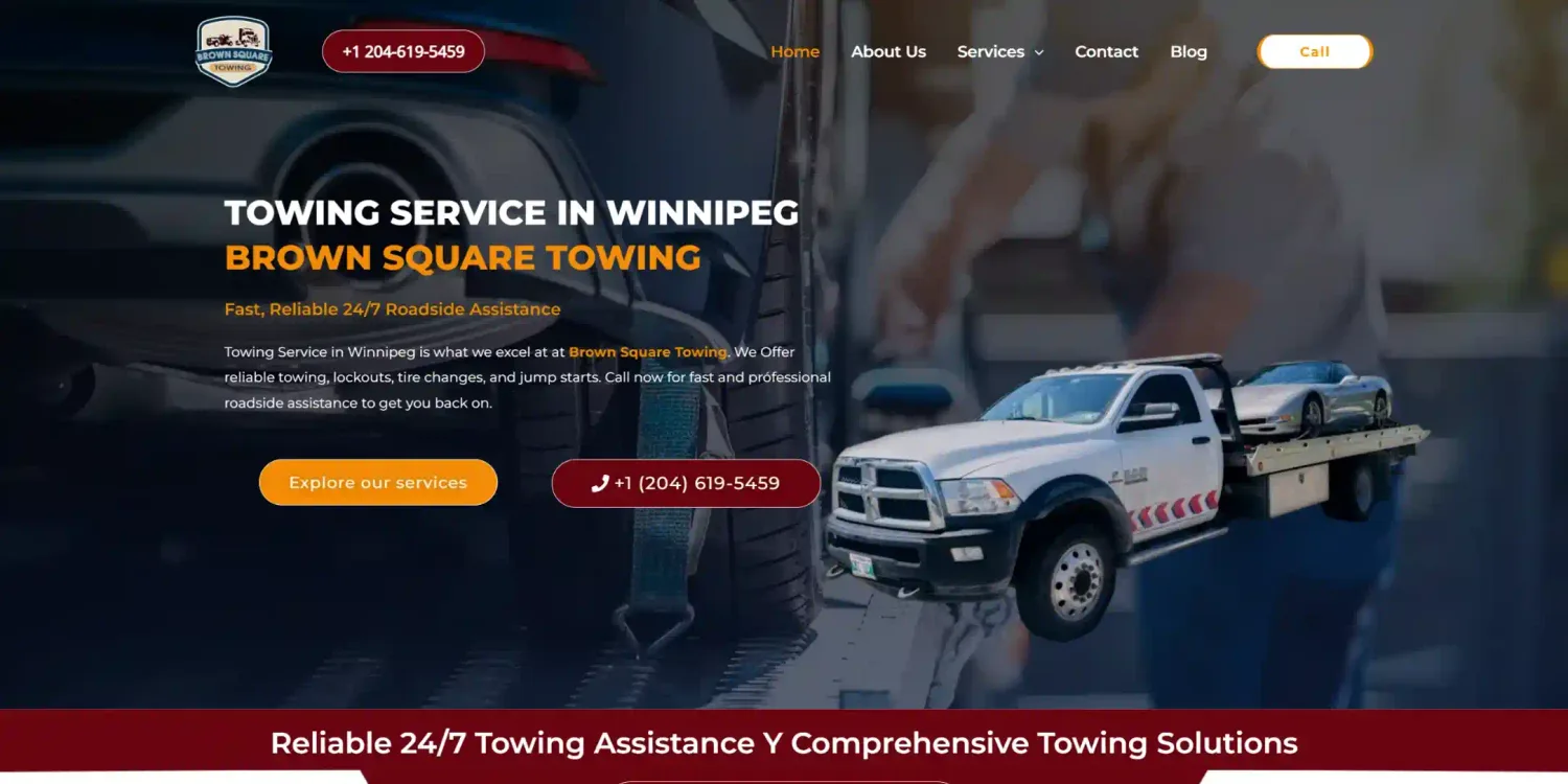 Vista previa del sitio de Brown Square Towing
